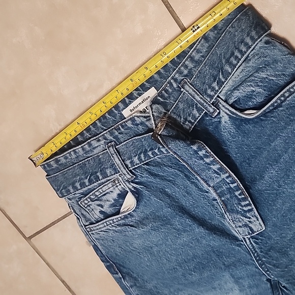 Reformation Cyntjia High-Waisted Belted Straight Blue Jeans Size 26 - Picture 7 of 15